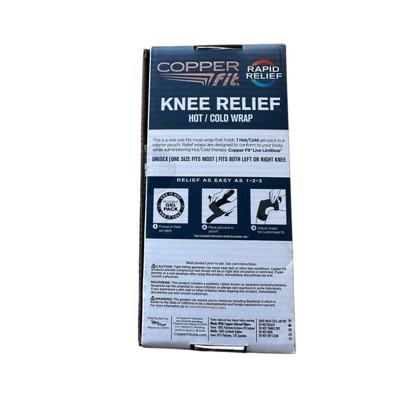 Copper Fit Rapid Relief Knee Compression Wrap With Hot & Cold Therapy Black - Picture 3 of 3